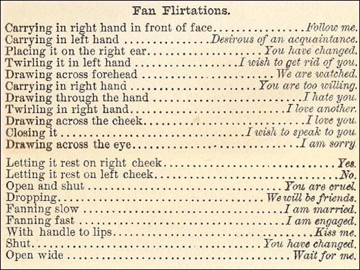 Victorian fan etiquette from Cassell’s Magazine, 1866